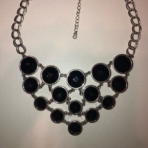 Black Stone Bib Necklace